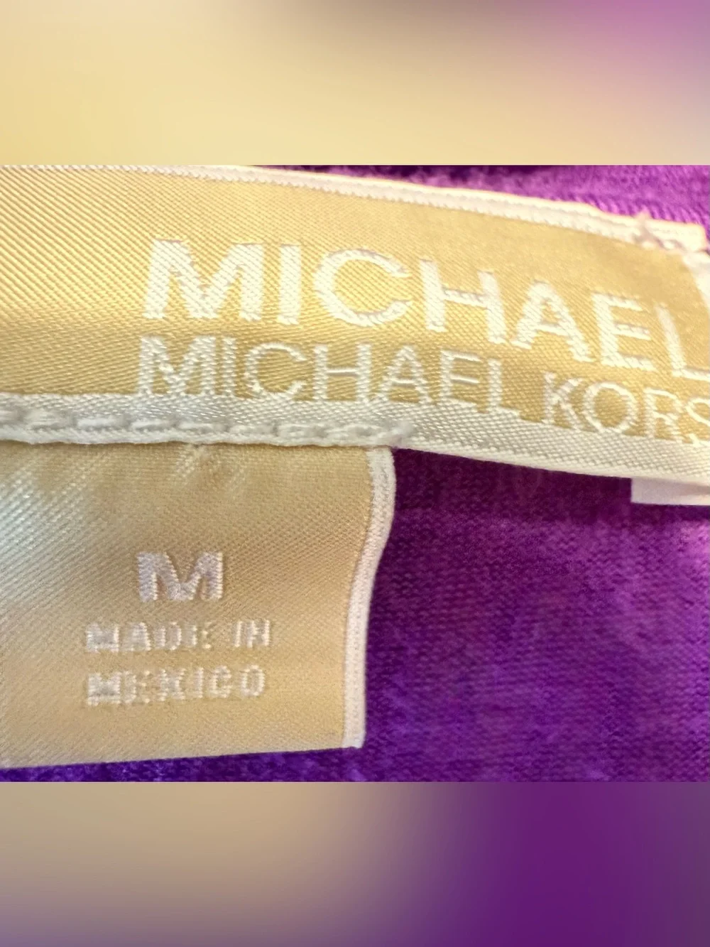 Michael Kors purple dress w/draped cowl neckline and chic side ruching. Sz.M